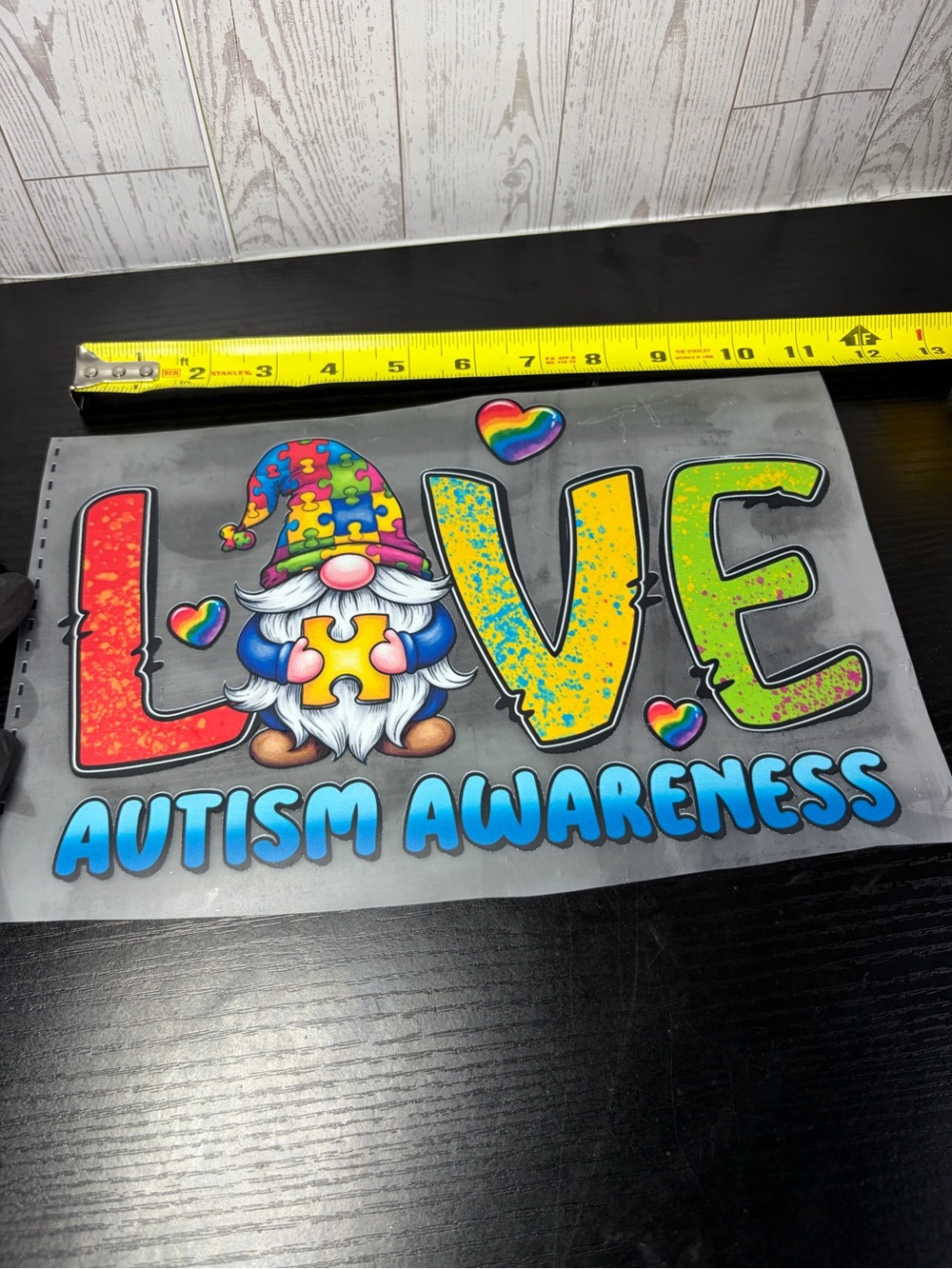 Love Autism Awareness Gnome DTF TRANSFER SHEET (HOT PEEL)
